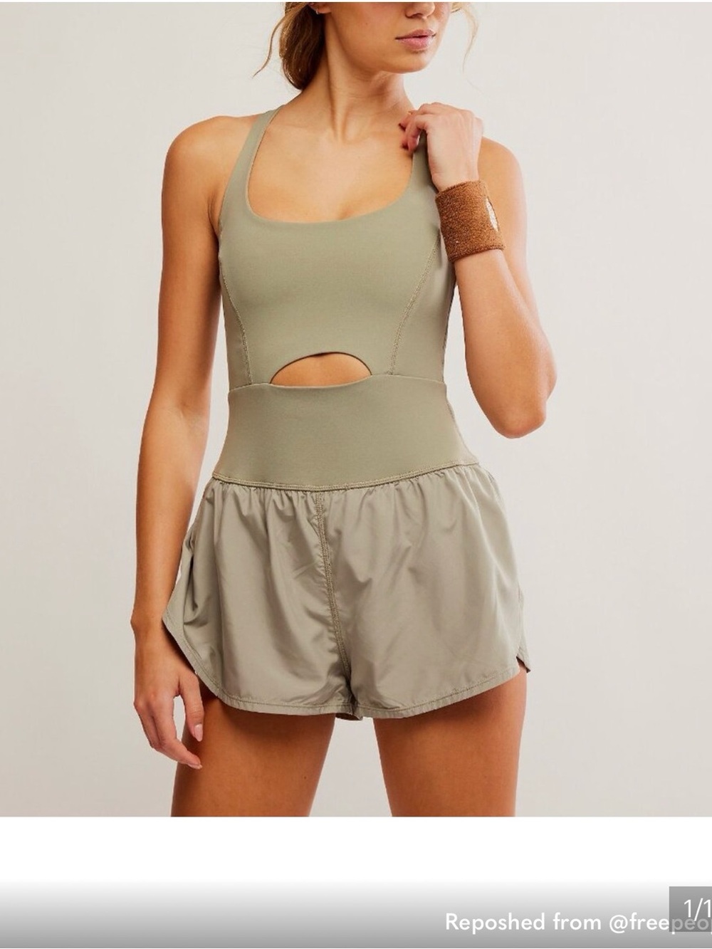 Free People Olive Active Running Shorts